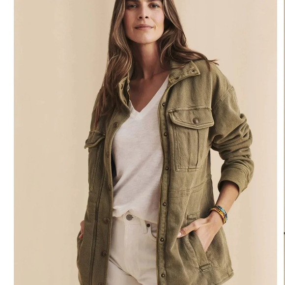 FAHERTY ~ Monterey Utility Jacket in Hawkeye Green Small Cotton Linen Blend - Picture 4 of 12